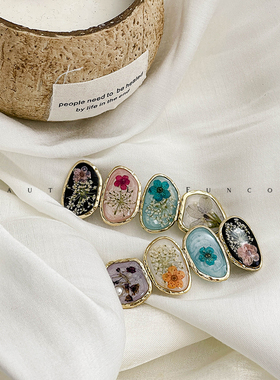 手作の森系仙美干花弹簧夹发夹女后脑勺半扎一字夹2024新款顶夹夏