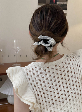 FUNCOCO｜气质小裙摆~不伤发高级感韩国米黑色小肠发圈扎马尾头绳