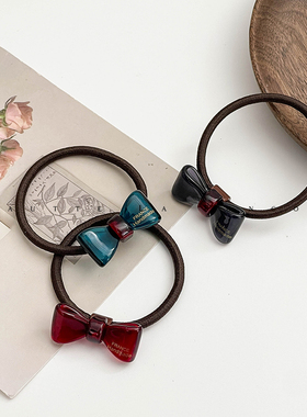 韩国FRANCE小金标醋酸蝴蝶结复古丸子头橡皮筋发圈头绳扎头发皮套