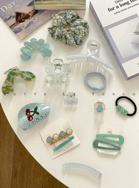 这个蓝色太好看了!FUNCOCO精致高端轻奢发饰发夹2024新款女孩发圈