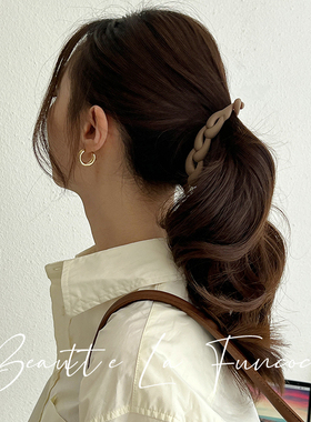 【韩国进口简约品质感】纯色链条磨砂香蕉夹马尾发夹竖夹通勤发饰