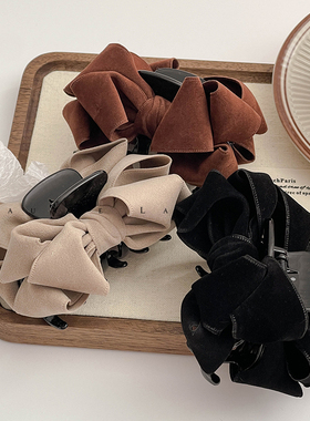 FUNCOCO｜质感麂皮~立体蝴蝶结秋冬发量少鲨鱼夹小号抓夹2024新款