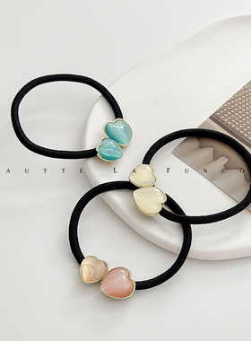 猫眼质感精致小爱心橡皮筋发圈皮套头绳扎马尾丸子头简约气质新款