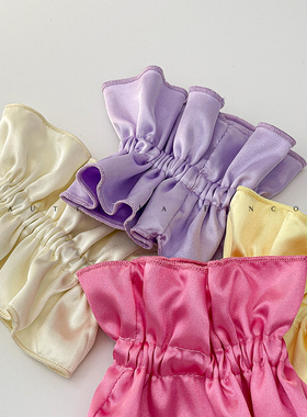 优雅高级感玫瑰头饰网红同款丝质花边黄色大肠发圈头绳女韩系头花