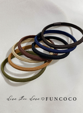 韩国进口深色系耐用高弹力橡皮筋头绳皮套盘头发圈皮绳扎马尾发绳