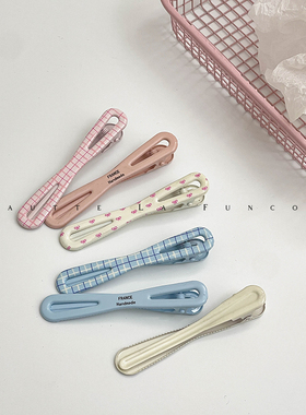 FUNCOCO｜日系甜美感~清新碎花奶油色系鸭嘴夹前额刘海碎发对夹子