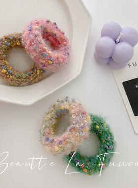 时尚毛绒发圈女秋冬毛毛头绳2024年新款韩国高级感毛茸茸发绳皮筋