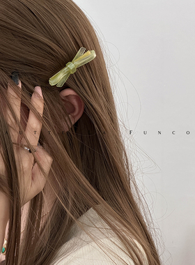 蝴蝶结公主头一字夹2024新款网红高级感侧边夹前额刘海夹发夹头饰