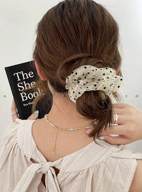 韩国东大门法式温柔波点2024网纱小波点百搭大肠发圈头绳小号发饰