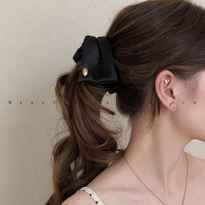 FUNCOCO｜发量少可用~可造型蝴蝶结竖式高马尾发夹香蕉夹韩国发卡