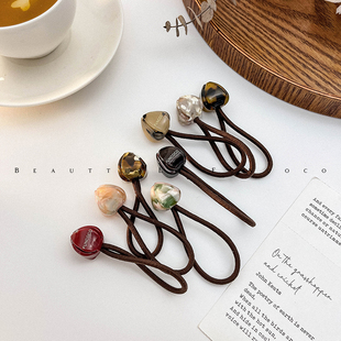 出口东大门日韩醋酸油画花苞发圈低马尾丸子头橡皮筋头绳发饰简约