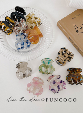 网红垫高马尾南瓜抓夹~醋酸碎花高级感防下垂固定神器发饰鲨鱼夹