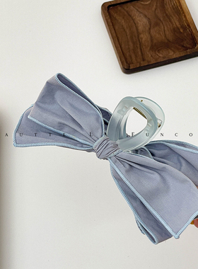 FUNCOCO｜盐系氧气蓝~棉布蝴蝶结高级感大号发量多鲨鱼夹韩国女