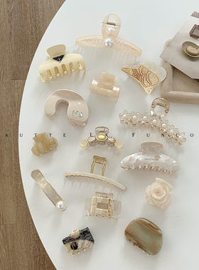 法颂千金の奶茶米色~韩国东大门高端精致头饰2024新款鲨鱼夹抓夹