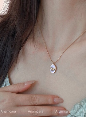 钛钢不掉色多巴胺紫色蝴蝶项链女