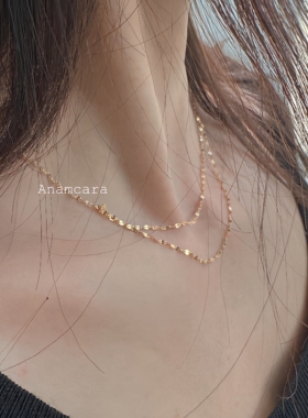 双层叠戴水波光粼粼亮闪锁骨链女