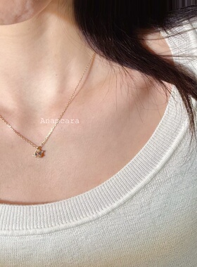 箭头粉色天然摩根石锁骨链送女友