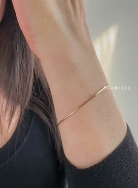 Anam12.9纯银镀金超细点钻简约手链女高级感简约叠戴素圈手环手镯