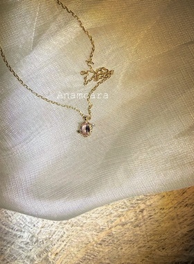 Anam1.5日本nojess风粉色天然摩根石丘比特箭头银镀K金项链送礼物