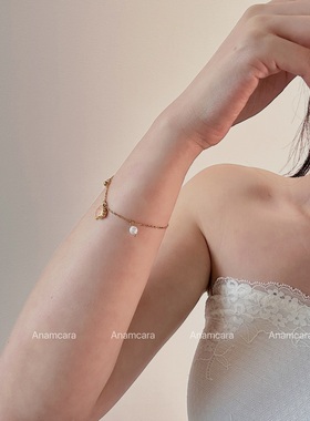 Anam原创设计跨境单钛钢不掉色洗手不摘镀18K金猫爪可爱手链闺蜜