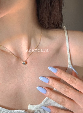 Anam纯银镀18K金通勤时髦小气泡泡项链圆钻气质一粒钻简约锁骨链