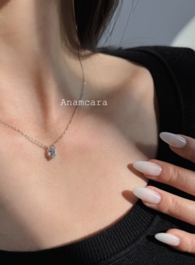 天然海蓝宝石水滴项链彩色天然石