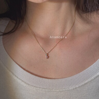 甜妹公主粉天然摩根宝石显白项链