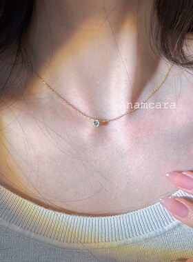 无爪单钻镀K金过钻笔莫桑钻项链