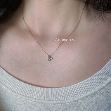 天然月光石日系彩宝银镀金锁骨链