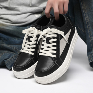 板鞋男款美式RO倒三角小众奶香厚底潮流百搭内增高运动时尚休闲鞋