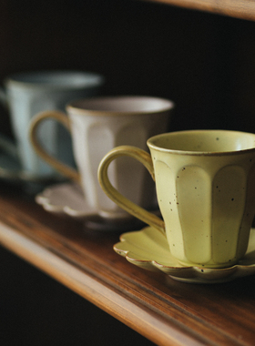 180ML200ML250ML日式粗陶手冲咖啡杯碟手工挂耳陶瓷杯绿色杯复古