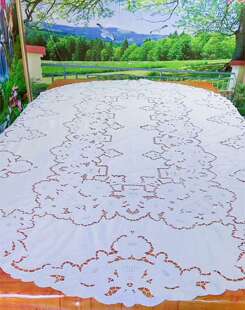 纯亚麻手工绣随圆長方桌布