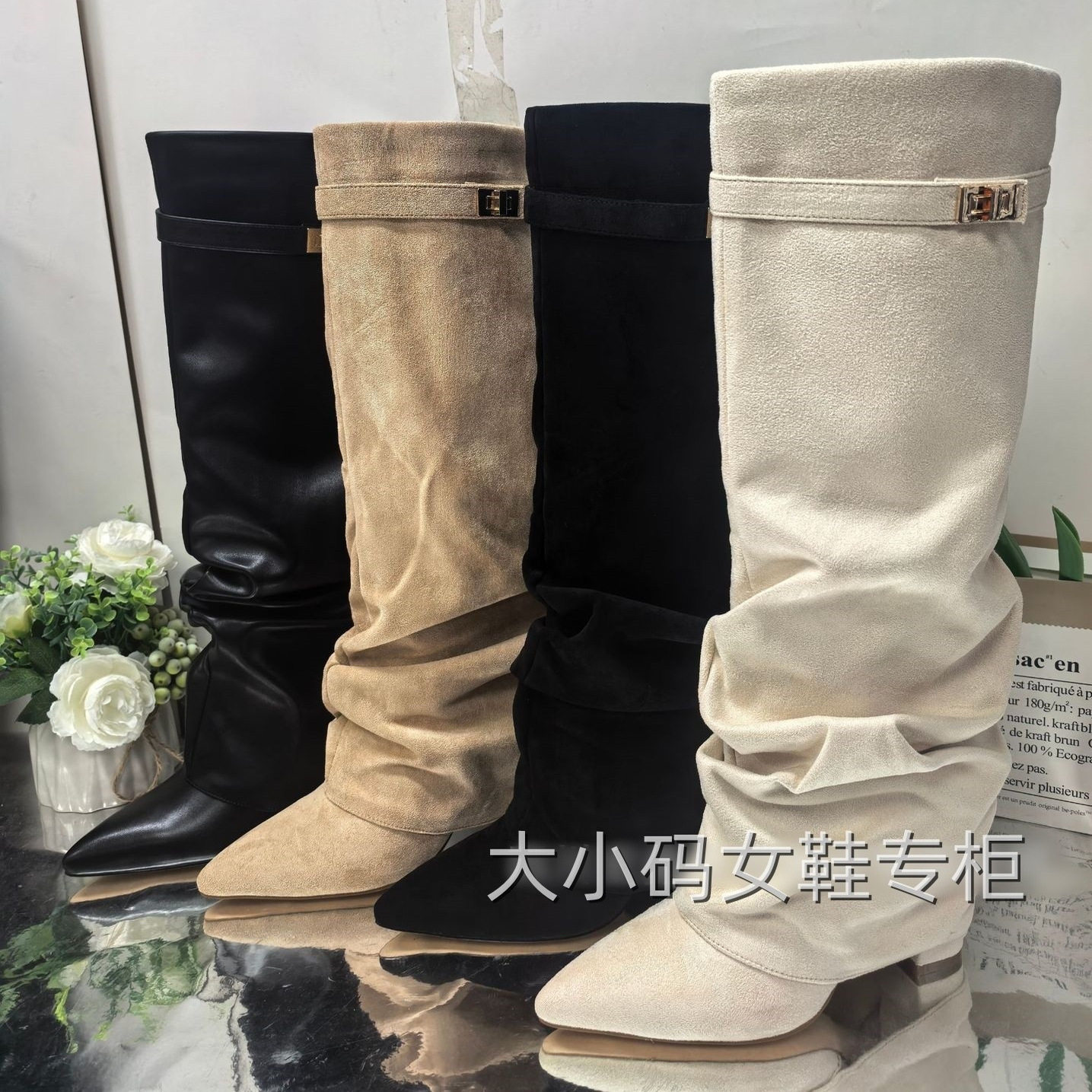 跨境亚马逊速卖通春秋高跟时装靴