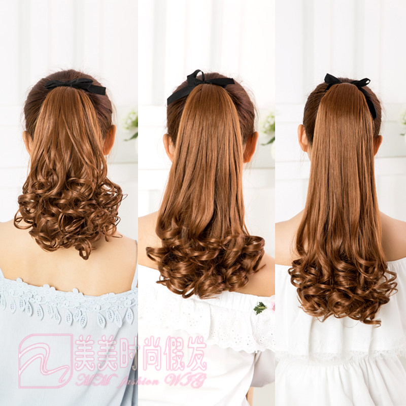 假发女长卷发短卷发马尾绑带式梨花假发片酒红色逼真大波浪马尾辫,美发护发/假发,马尾,淘宝优惠券,粉丝福利购,淘宝优惠卷