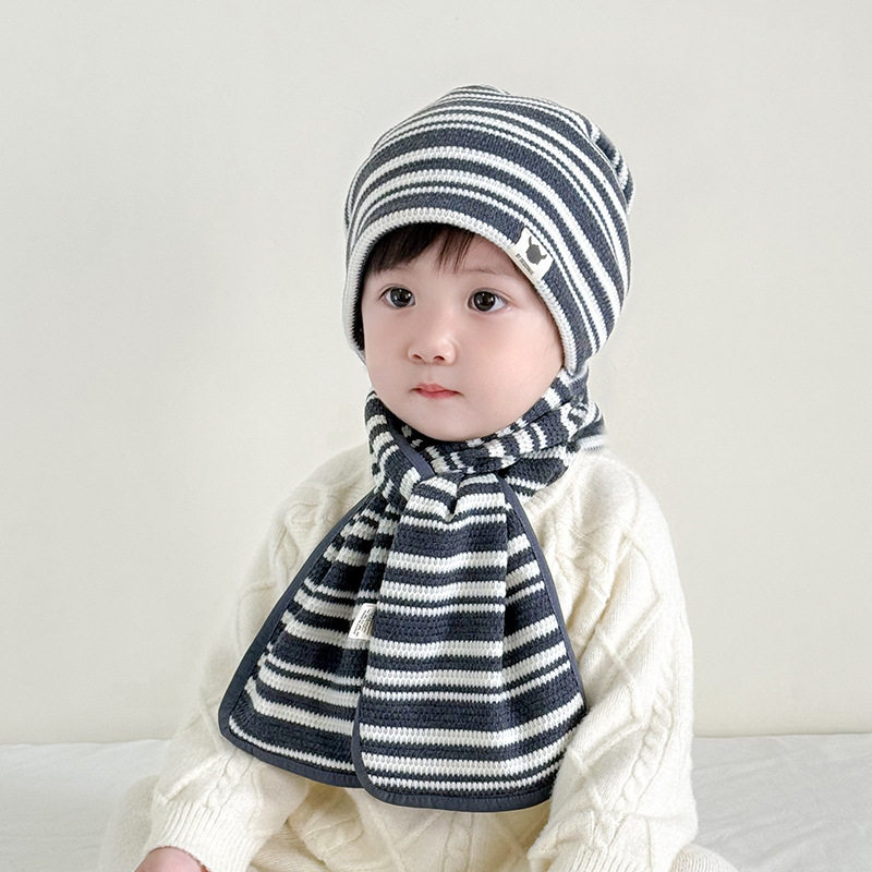 韩版儿童帽子围巾两件套装秋冬季男女保暖条纹套头帽宝宝防风围脖,童装/婴儿装/亲子装,围巾,淘宝优惠券,粉丝福利购,淘宝优惠卷