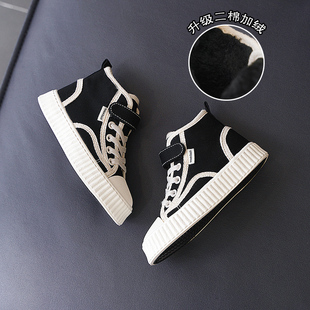 儿童加绒帆布鞋男童二棉鞋2023冬季宝宝学步鞋加厚女童冬鞋保暖鞋