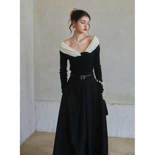 弹力腰压褶半裙套装 彼得潘大叔 针织衫 交叉领修身 维港映画