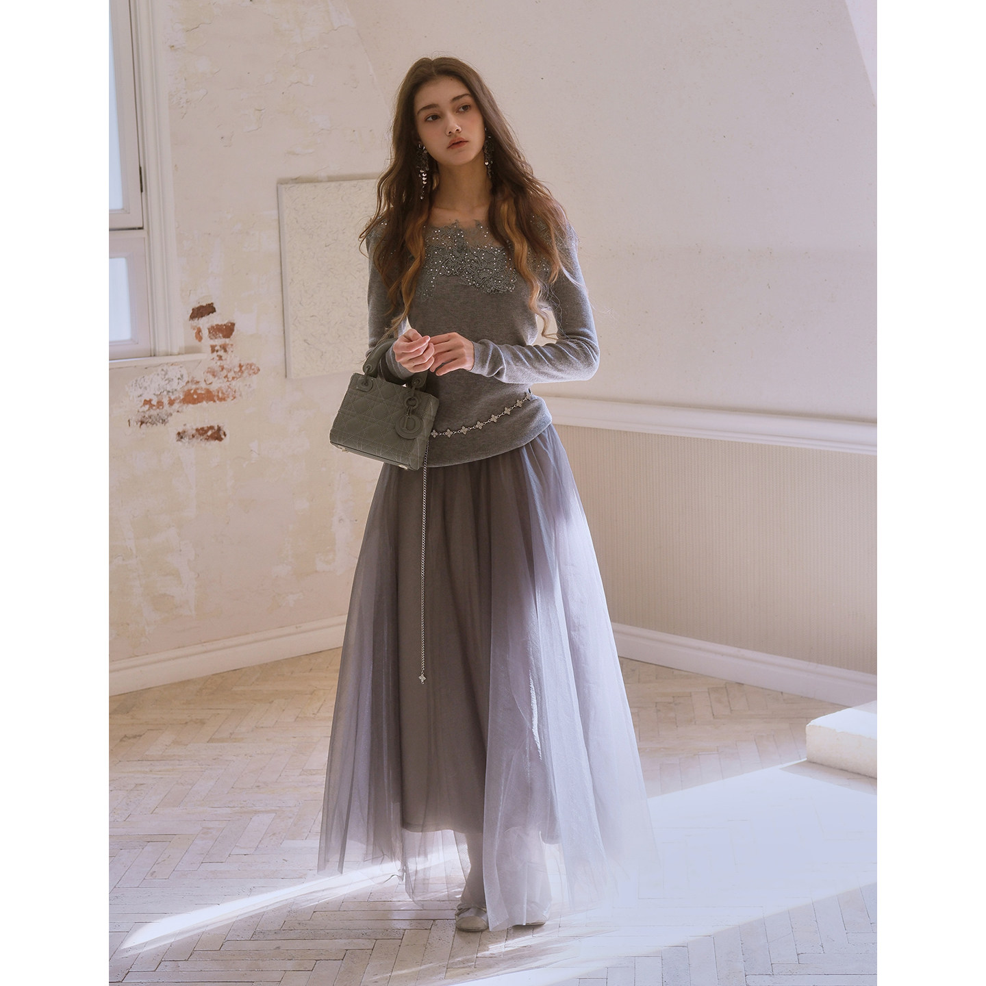 彼得潘大叔《灰度阈值》蕾丝花边装饰针织上衣大裙摆网纱优雅半裙,女装/女士精品,时尚套装,淘宝优惠券,粉丝福利购,淘宝优惠卷