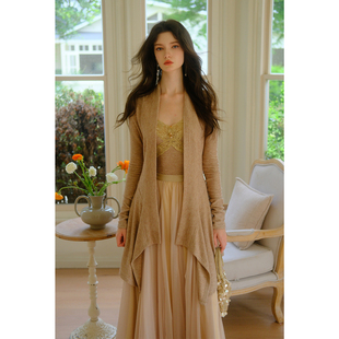 系带上衣弹力腰舒适网纱 蕾丝边小吊带长款 彼得潘大叔 繁花初绽