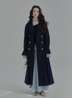 彼得潘大叔《墨尔本日记》学院风翻领设计气质款修身长款外套