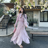 针织两件套不规则下摆珠片装 交叉领修身 饰半裙 初桃 彼得潘大叔