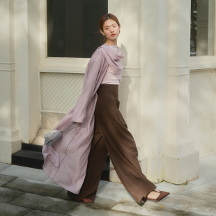 有风 廓形长款 地方 系带修身 风衣外套 法式 彼得潘大叔