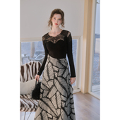 彼得潘大叔 上衣大裙摆设计感半裙 饰修身 复苏柏林 浪漫蕾丝装