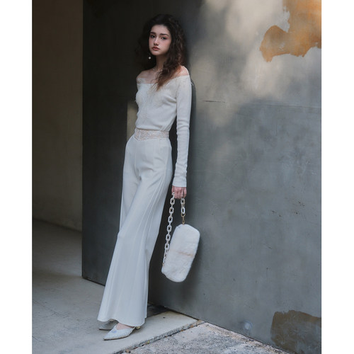 彼得潘大叔《蜜柚光晕-裤子》坠感马蹄裤高腰显瘦修身休闲裤