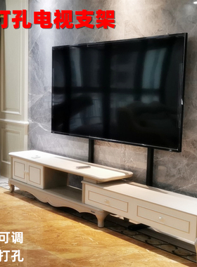 通用液晶电视机落地支架立式挂架广告机不打孔桌面加高增高底座免