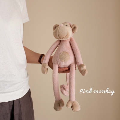 粉色少女心皮皮猴公仔安抚陪睡娃娃不掉毛monkey娃娃毛绒玩具