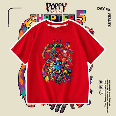 波比poppy playtime prototype 男女童夏装短袖t恤衣服儿童上衣服