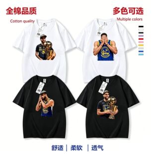 勇士队篮球明星库里t恤儿童男童短袖纯棉衣服运动上衣服学生装潮