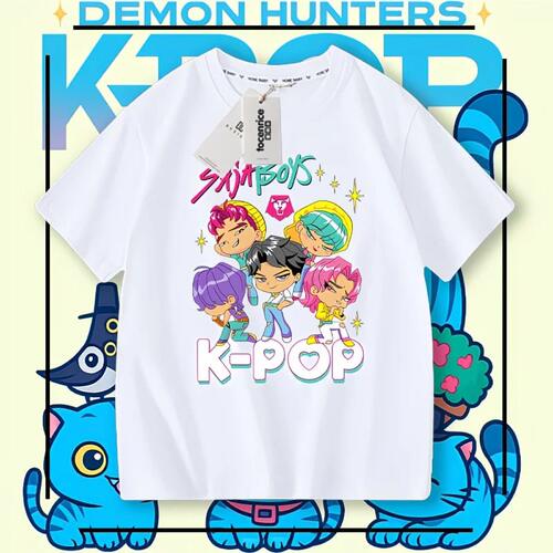 猎魔女团猎魔男团KPOP SAJA BOYS短袖T恤男女童夏季儿童上衣服潮