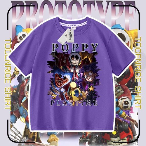 波比poppy playtime prototype lily儿童短袖t恤夏装衣服上衣童装